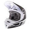 Fox V1 Przm Black White Motocross Helmet Front Left                                                                                                                                                                                                            