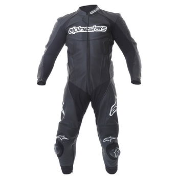 Alpinestars Carver 1pc Mens Black Leather Motorcycle Suit Front                                                                                                                                                                                                