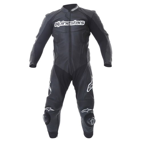Alpinestars Carver 1pc Mens Black Leather Motorcycle Suit Front                                                                                                                                                                                                