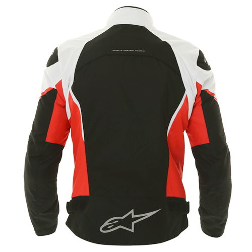 Alpinestars Gunner Mens Black Red White Waterproof Textile Motorcycle Jacket Back                                                                                                                                                                              