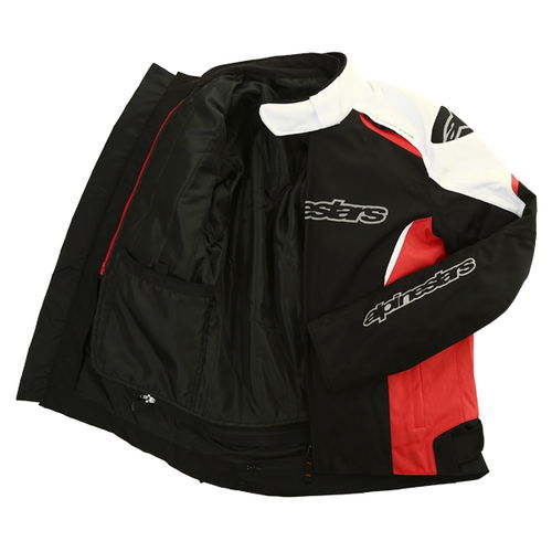 Alpinestars Gunner Mens Black Red White Waterproof Textile Motorcycle Jacket Inside                                                                                                                                                                            