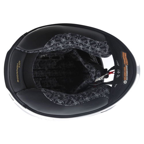 Scorpion Exo 1000 Round Up Black White Helmet Inside                                                                                                                                                                                                           