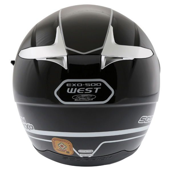 Scorpion Exo 500 West Black White Helmet Back                                                                                                                                                                                                                  