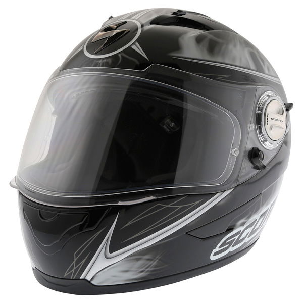 Scorpion Exo 500 Shadows Black White Helmet Front Left                                                                                                                                                                                                         