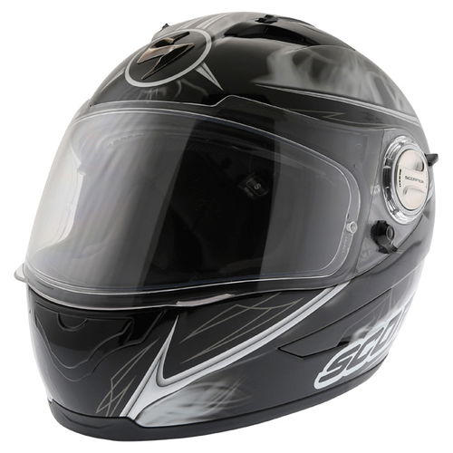 Scorpion Exo 500 Shadows Black White Helmet Front Left                                                                                                                                                                                                         