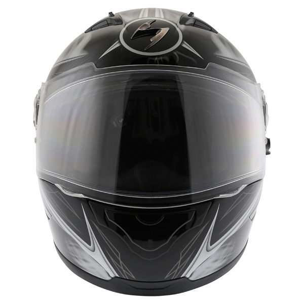 Scorpion Exo 500 Shadows Black White Helmet Front                                                                                                                                                                                                              