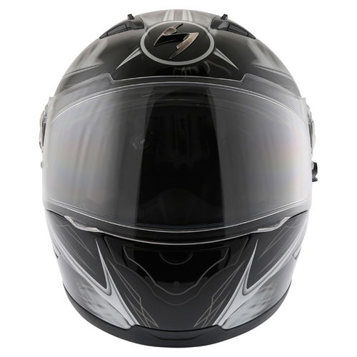 Scorpion Exo 500 Shadows Black White Helmet Front                                                                                                                                                                                                              