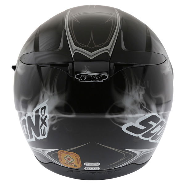 Scorpion Exo 500 Shadows Black White Helmet Back                                                                                                                                                                                                               