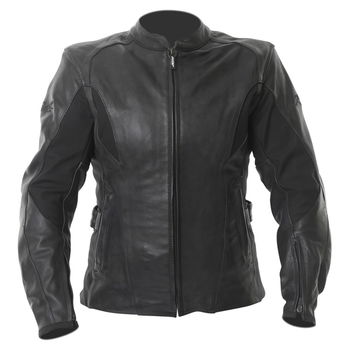 RST Madison 1194 Black Ladies Leather Motorcycle Jacket Front                                                                                                                                                                                                  