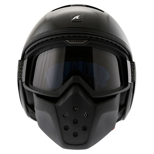 Shark Raw-Drak Black Open Face Motorcycle Helmet Front                                                                                                                                                                                                         