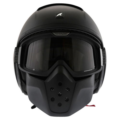 Shark Raw-Drak Matt Black Open Face Motorcycle Helmet Front                                                                                                                                                                                                    