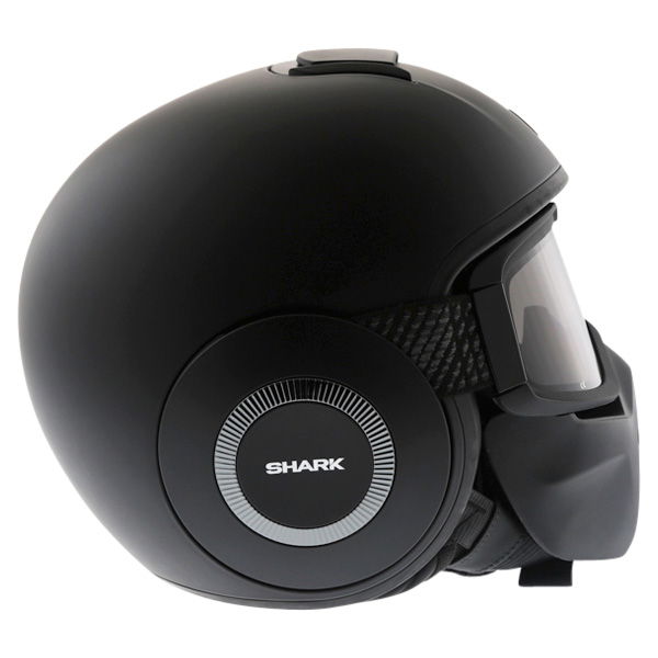 Shark Raw-Drak Matt Black Open Face Motorcycle Helmet Right Side                                                                                                                                                                                               