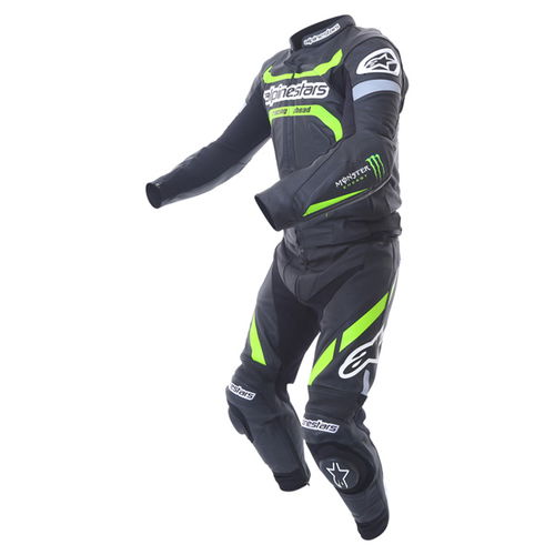 Alpinestars Claw 2pc Mens Black Green Leather Motorcycle Suit Racing crouch                                                                                                                                                                                    