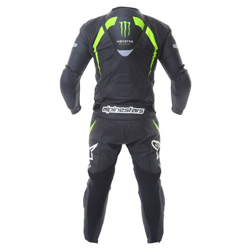 Alpinestars Claw 2pc Mens Black Green Leather Motorcycle Suit Back                                                                                                                                                                                             
