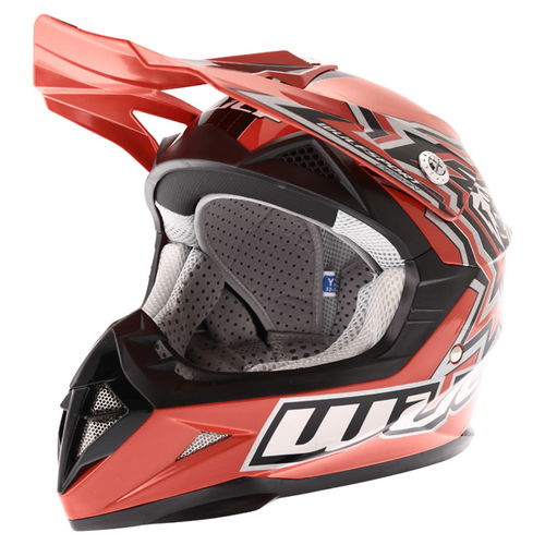 Wulfsport Cub Cross Fire Red Helmet Front Left                                                                                                                                                                                                                 