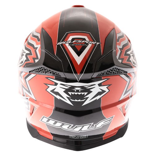 Wulfsport Cub Cross Fire Red Helmet Back                                                                                                                                                                                                                       