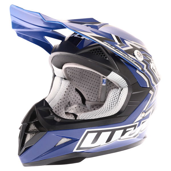Wulfsport Cub Cross Fire Blue Helmet Front Left                                                                                                                                                                                                                