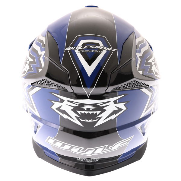 Wulfsport Cub Cross Fire Blue Helmet Back                                                                                                                                                                                                                      