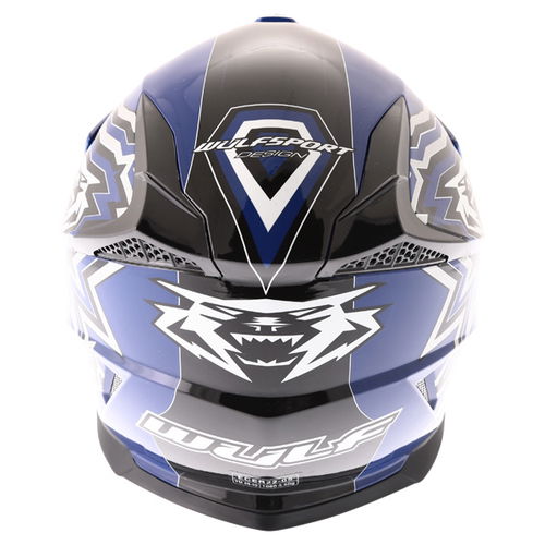 Wulfsport Cub Cross Fire Blue Helmet Back                                                                                                                                                                                                                      