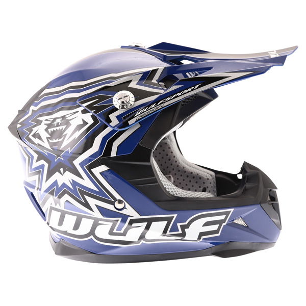Wulfsport Cub Cross Fire Blue Helmet Right Side                                                                                                                                                                                                                