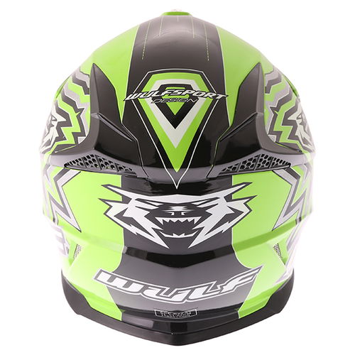 Wulfsport Cub Cross Fire Green Helmet Back                                                                                                                                                                                                                     