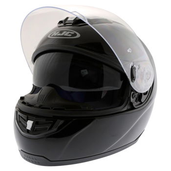 HJC FS-11 Plain Black Helmet Open With Sun Visor                                                                                                                                                                                                               