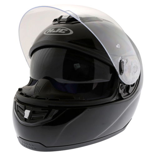 HJC FS-11 Plain Black Helmet Open With Sun Visor                                                                                                                                                                                                               