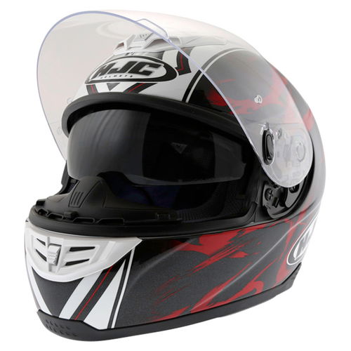 HJC FS-11 Brushstroke Red Helmet Open With Sun Visor                                                                                                                                                                                                           