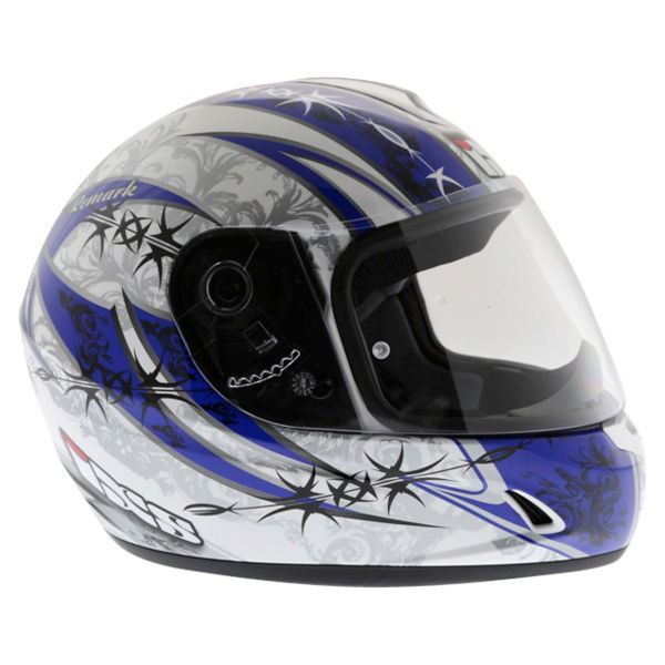 IXS HX 128 Kids Blue White Silver Helmet Right Side                                                                                                                                                                                                            