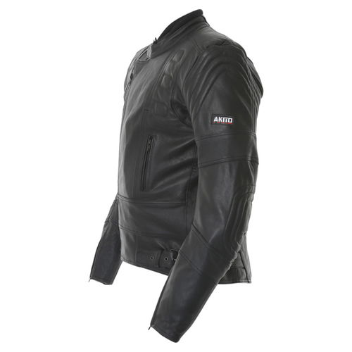 Akito 719 R Black Leather Motorcycle Jacket Side                                                                                                                                                                                                               