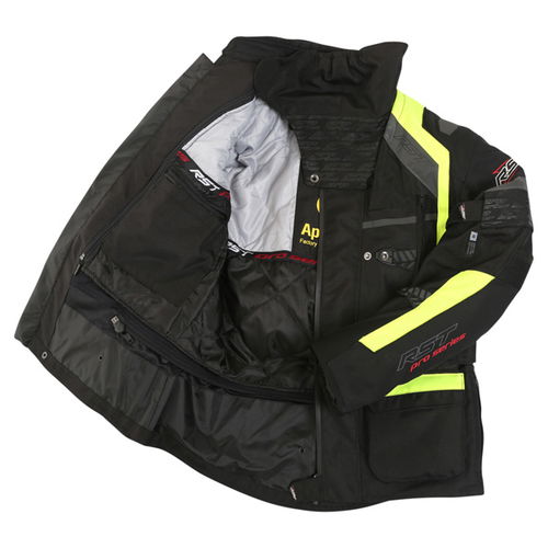 RST Pro Series Paragon IV 1205 Mens Black Yellow Textile Motorcycle Jacket Inside                                                                                                                                                                              