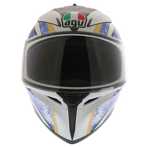 AGV K3 SV Vulcan White Black Blue Full Face Motorcycle Helmet Front                                                                                                                                                                                            