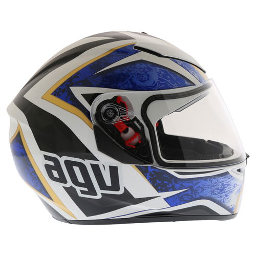 AGV K3 SV Vulcan White Black Blue Full Face Motorcycle Helmet Right Side                                                                                                                                                                                       