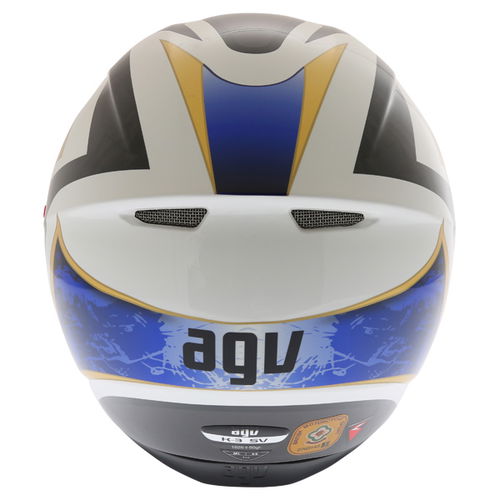 AGV K3 SV Vulcan White Black Blue Full Face Motorcycle Helmet Back                                                                                                                                                                                             