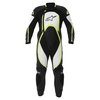 Alpinestars Orbiter Mens Black White Yellow Leather Motorcycle Suit Front                                                                                                                                                                                      