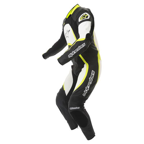 Alpinestars Orbiter Mens Black White Yellow Leather Motorcycle Suit Racing crouch                                                                                                                                                                              