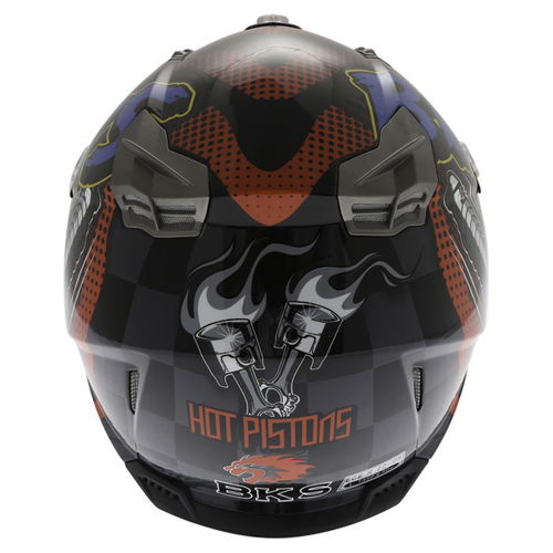 BKS 315 Piston Adult MX Blue Helmet Back                                                                                                                                                                                                                       