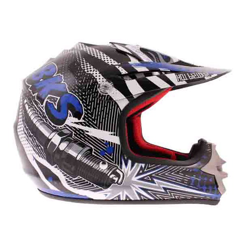 BKS 303 Piston Kids MX Blue Helmet Right Side                                                                                                                                                                                                                  