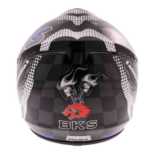 BKS 303 Piston Kids MX Blue Helmet Back                                                                                                                                                                                                                        