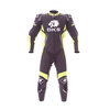 BKS Apex 1 Piece Black Fluo Yellow Leather Motorcycle Suit Front                                                                                                                                                                                               