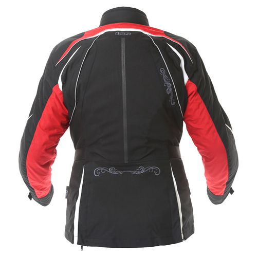 IXS Chelsea Ladies Black Red Waterproof Textile Motorcycle Jacket Back                                                                                                                                                                                         