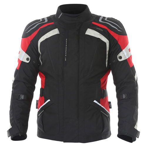 IXS Necthan Mens Black Red Textile Motorcycle Jacket Front                                                                                                                                                                                                     