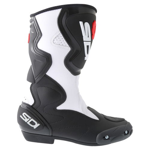 Sidi Fusion White Black Motorcycle Boots Outside leg                                                                                                                                                                                                           