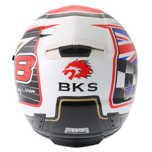 BKS 8 Flag Series Union Jack Full Face Motorcycle Helmet Back                                                                                                                                                                                                  