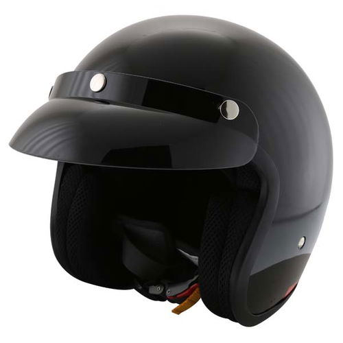 Vcan V537 Black Open Face Motorcycle Helmet Front Left                                                                                                                                                                                                         