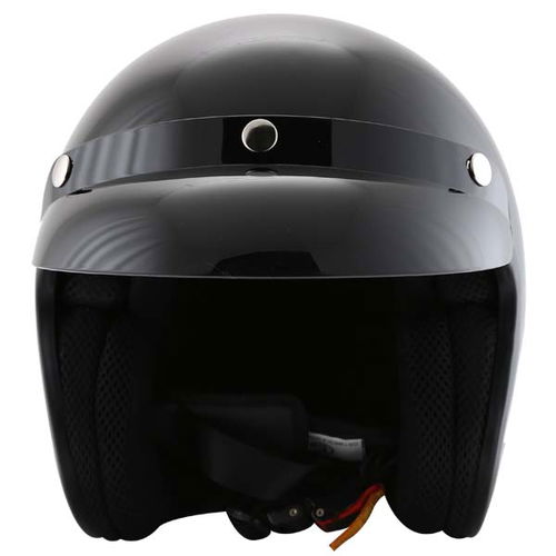 Vcan V537 Black Open Face Motorcycle Helmet Front                                                                                                                                                                                                              