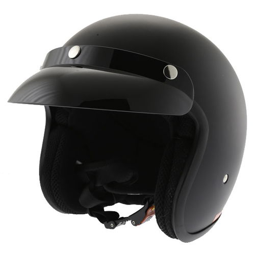 Vcan V537 Matt Black Open Face Motorcycle Helmet Front Left                                                                                                                                                                                                    