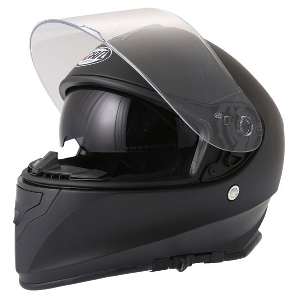 Vcan V127 Matt Black Full Face Motorcycle Helmet Open With Sun Visor                                                                                                                                                                                           