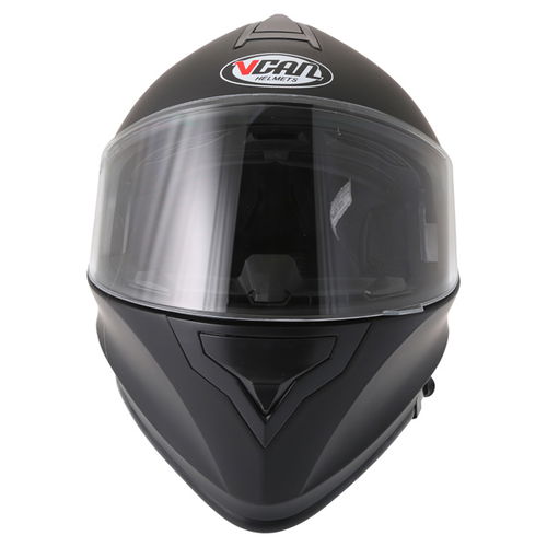 Vcan V127 Matt Black Full Face Motorcycle Helmet Front                                                                                                                                                                                                         