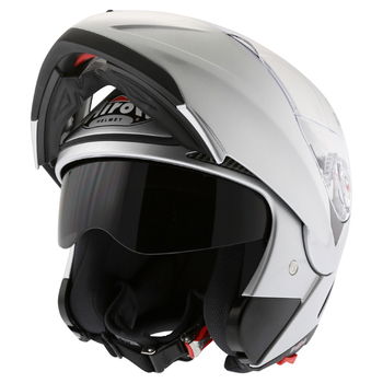 Airoh Cezannee XR Color Silver Full Face Motorcycle Helmet Flip Open                                                                                                                                                                                           